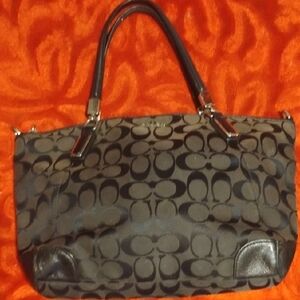 Coach Black and Brown Signature Shoulder Bag